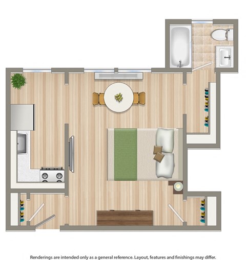 studio apartment floor plan at 1818 riggs apartments in dc